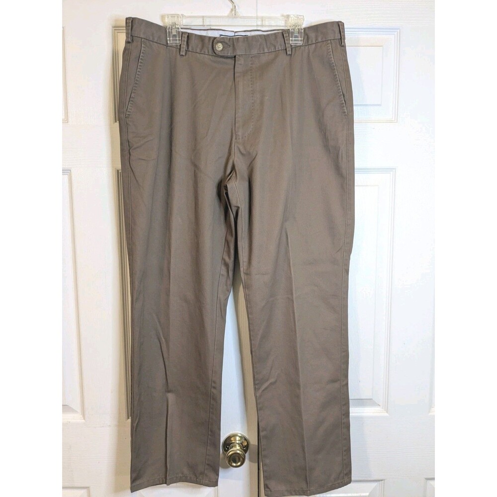 Peter Millar Men's Brown Flat Front Golf Performance Pants 38x30 Raleigh Crown